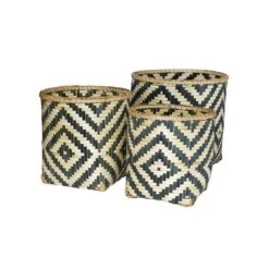 Mand Greece Zwart Naturel - Set Van 3 Stuks