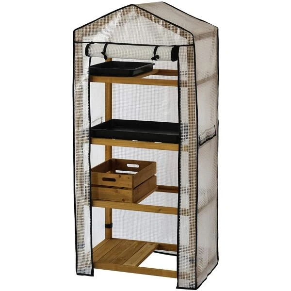 Vegtrug Kweekkas Met Houten Frame - 4 Rekken 3 Vegtrug Kweekkas Met Houten Frame - 4 Rekken