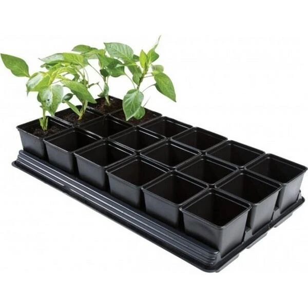 Tray Met 18 Vierkante 9 Cm Potten 3 Tray Met 18 Vierkante 9 Cm Potten
